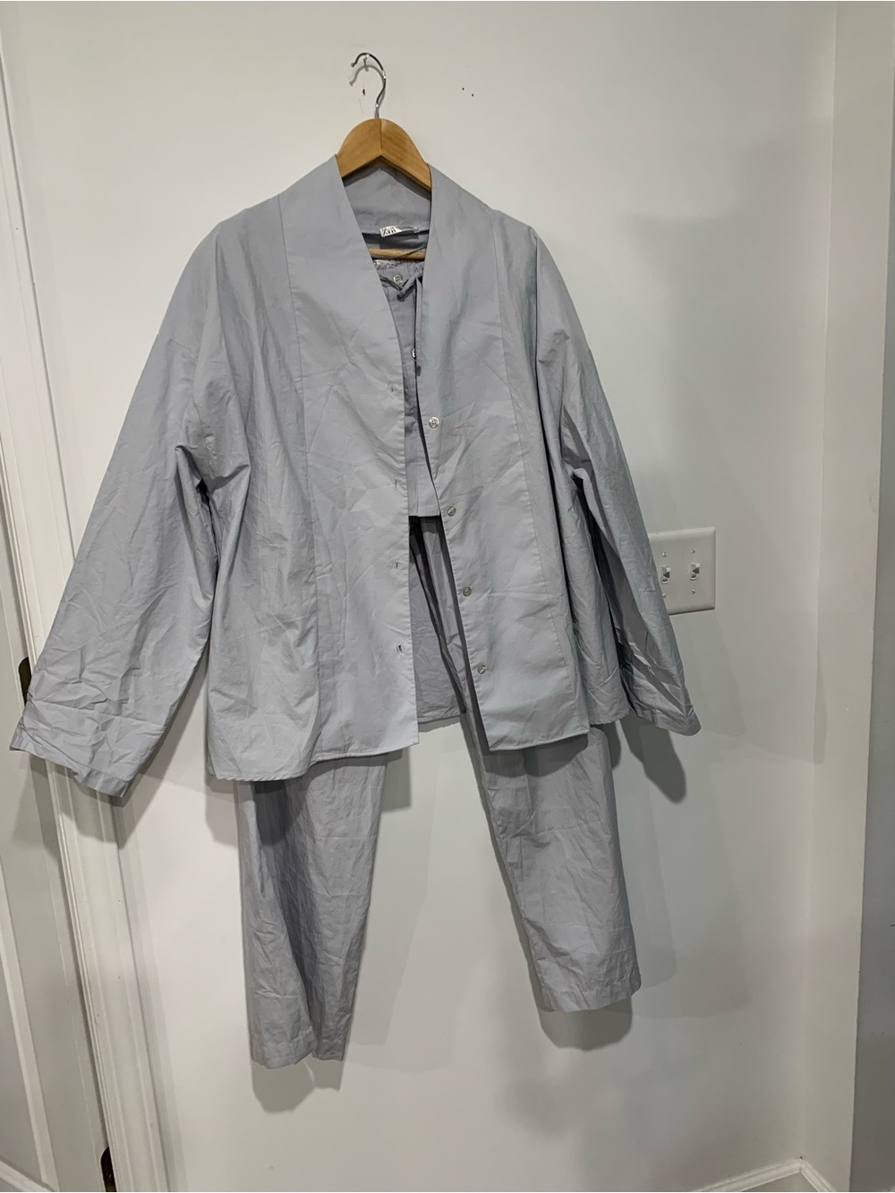 Zara Light Gray Three -Piece Pajama Set